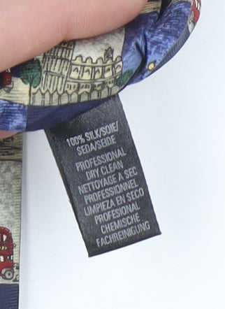 Marks and Spencer Men Blue Silk London Theme Pattern Tie 176cm