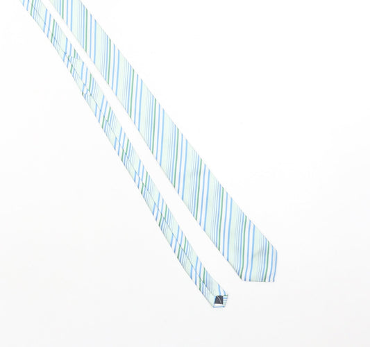 Arsltd Men's Blue Striped 100% Silk Handmade Slim Tie