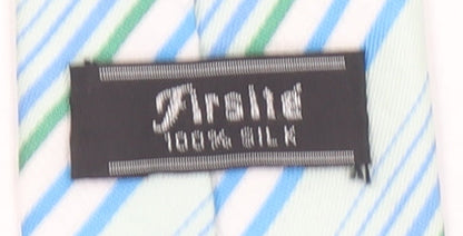 Arsltd Men's Blue Striped 100% Silk Handmade Slim Tie