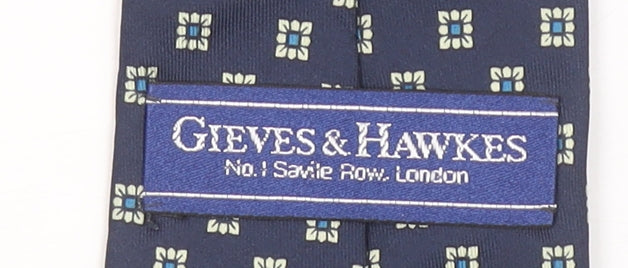 Gieves & Hawkes Men's Blue Geometric Silk Designer Tie One Size