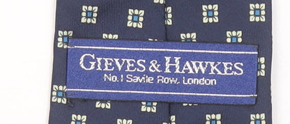 Gieves & Hawkes Men's Blue Geometric Silk Designer Tie One Size