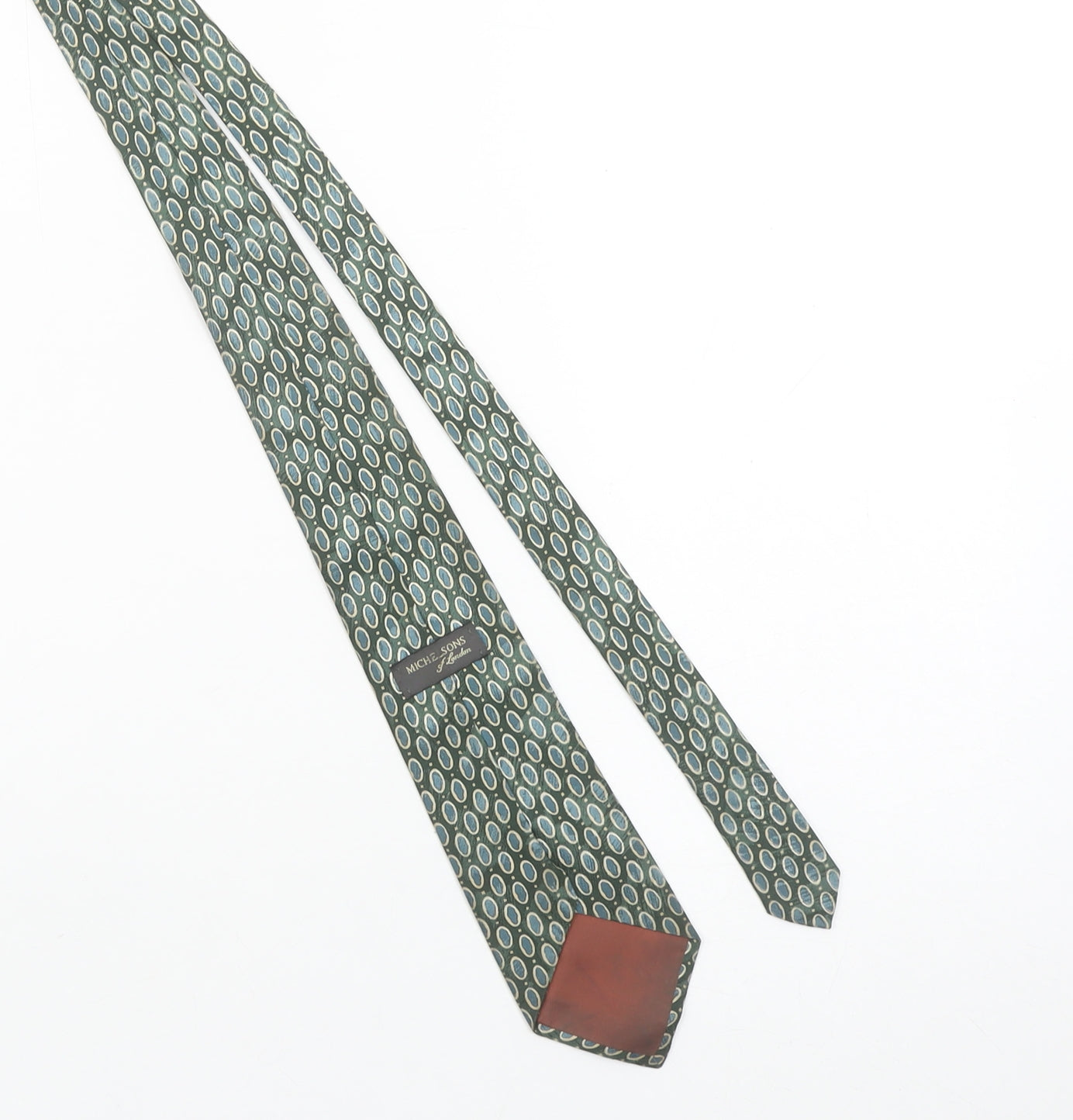Michelsons of London Men's Green Blue Geometric Polyester Tie