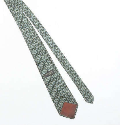 Michelsons of London Men's Green Blue Geometric Polyester Tie