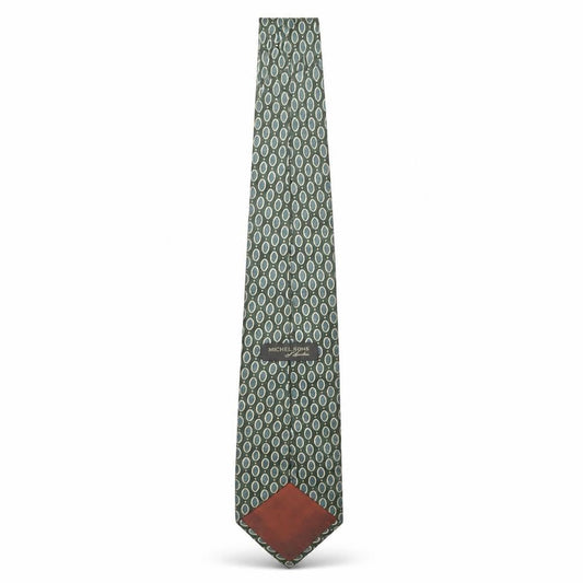 Mens Michelsons of London Green Geometric 100% Polyester Designer Tie