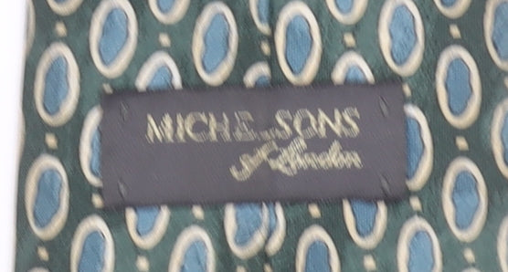 Michelsons of London Men's Green Blue Geometric Polyester Tie
