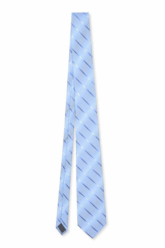 Mens Ede & Fere Blue Striped 100% Silk Designer Tie