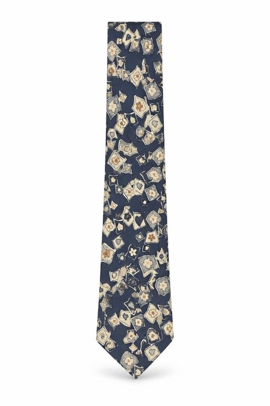 Mens Welch Margetson Blue Geometric 100% Silk Pointed Tie