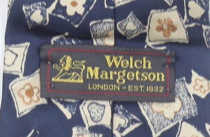 Welch Margetson Men's Blue Geometric Silk Vintage Tie