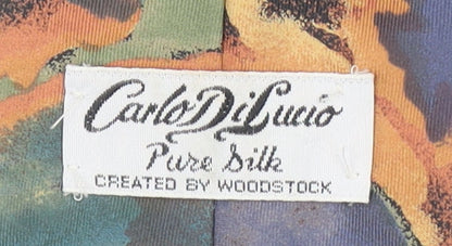 Mens Carlo Di Lucio Multicoloured Abstract 100% Silk Designer Tie