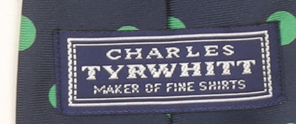 Charles Tyrwhitt Men's Blue Green Polka Dot Silk Tie Made in England
