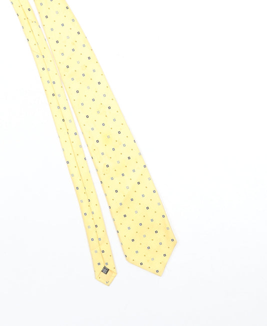 Austin Reed Men's Yellow Silk Geometric Tie Made in England