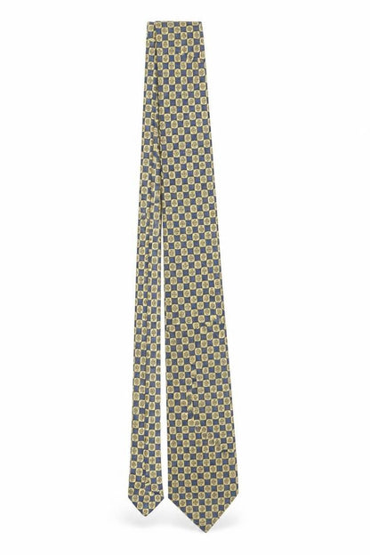 Mens Marks and Spencer Beige Geometric 100% Silk Pointed Tie