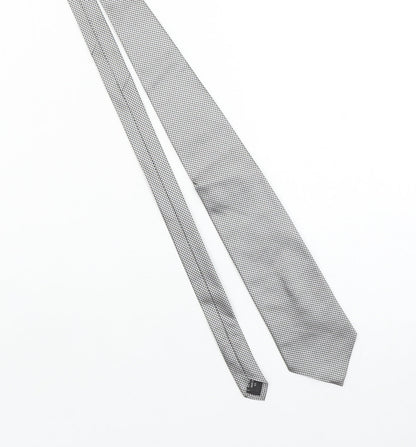 Moss Bros Men's Black Houndstooth All Silk Woven Tie One Size