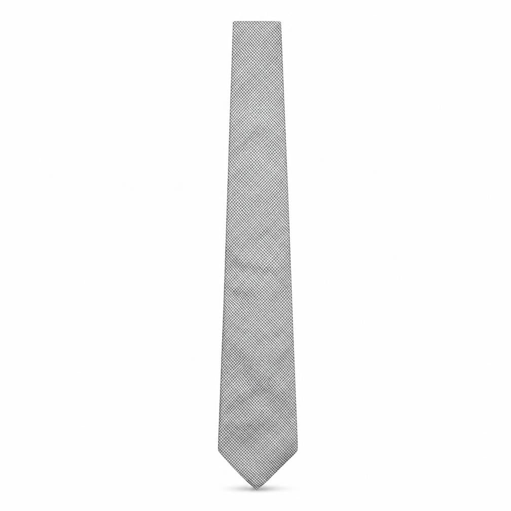 Mens Moss Bros Black Houndstooth 100% Silk Pointed Tie