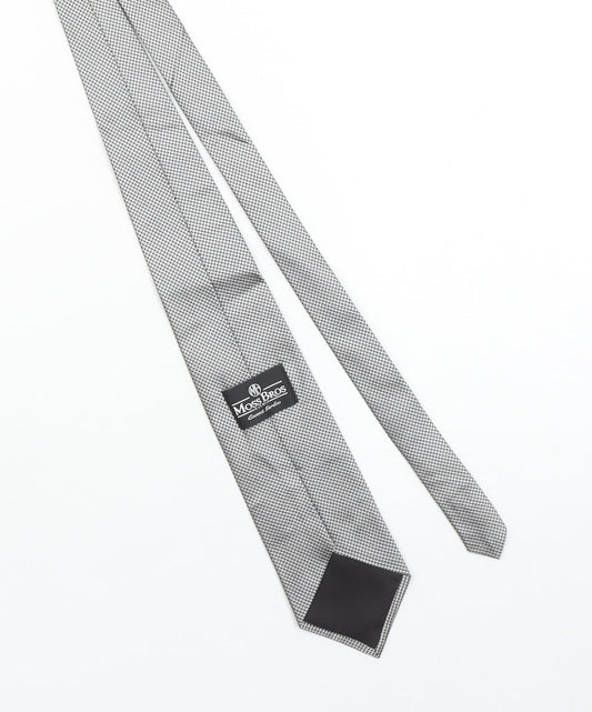 Moss Bros Men's Black Houndstooth All Silk Woven Tie One Size