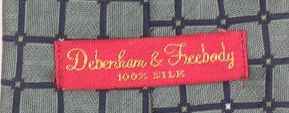 Debenham & Freebody Men's Green Geometric 100% Silk Pointed Tie