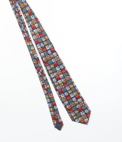 Mens Marks and Spencer Multicoloured Geometric 100% Silk Pointed Tie