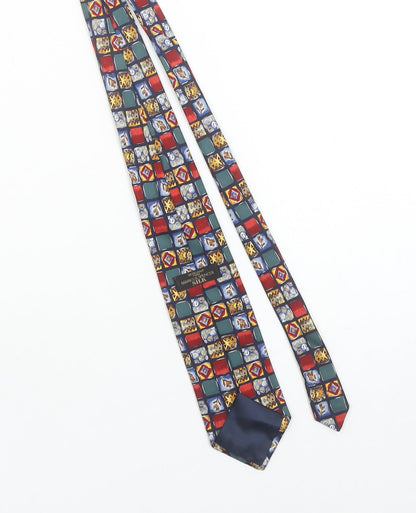 Mens Marks and Spencer Multicoloured Geometric 100% Silk Pointed Tie