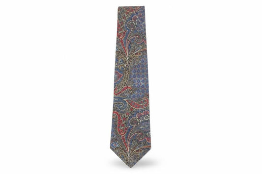 Mens Jose Piscador Blue Paisley 100% Silk Designer Tie