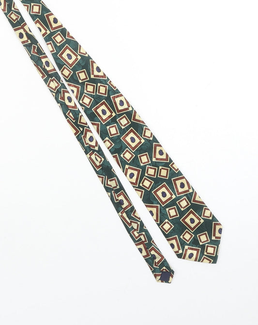 Viccini Men Green Geometric Paisley Handmade Silk Tie
