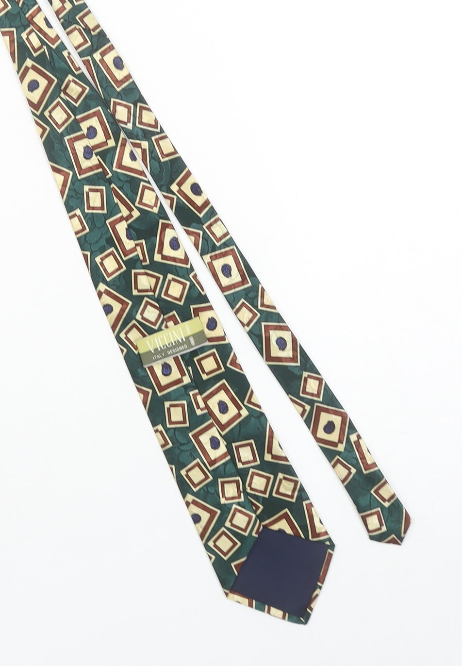 Viccini Men Green Geometric Paisley Handmade Silk Tie