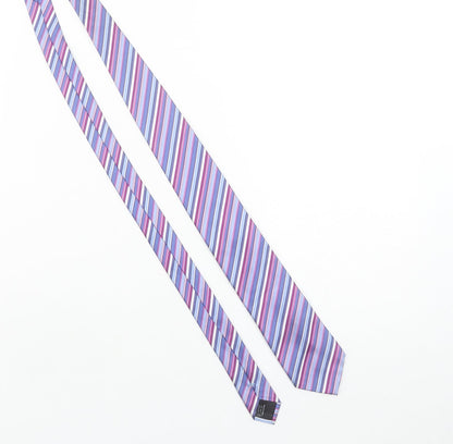 Mens British Tailor Purple Striped 100% Silk Designer Tie