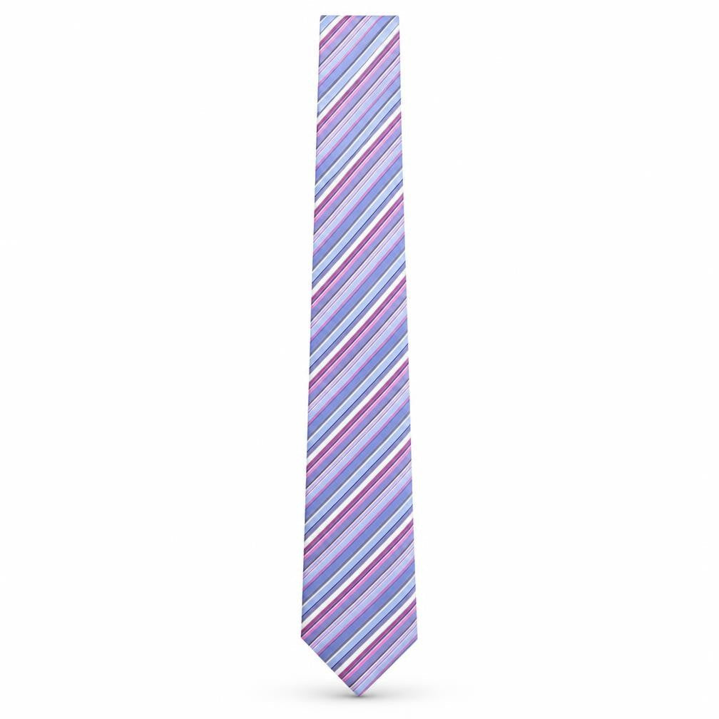 Mens British Tailor Purple Striped 100% Silk Designer Tie