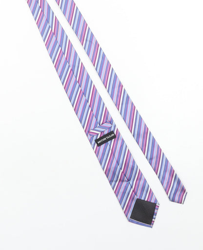 Mens British Tailor Purple Striped 100% Silk Designer Tie