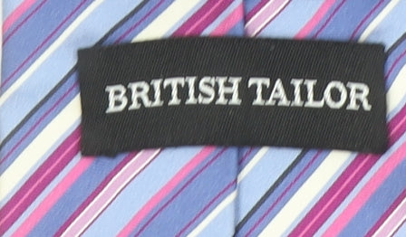 Mens British Tailor Purple Striped 100% Silk Designer Tie