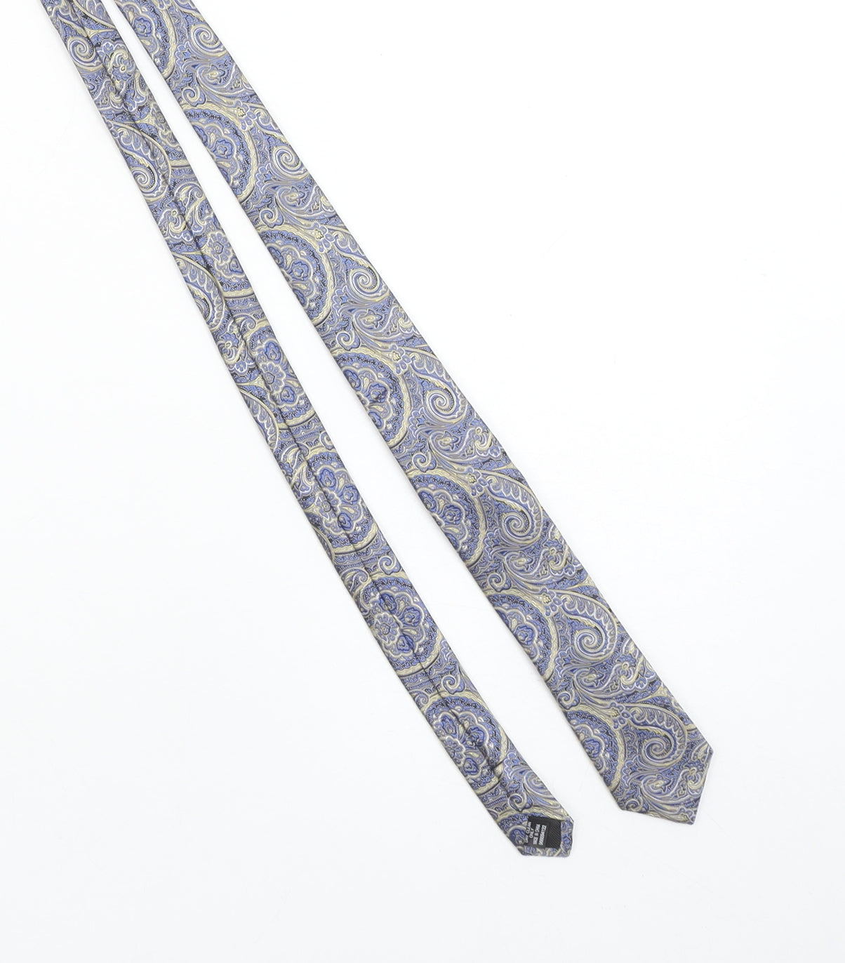 Moss London Men's Blue Paisley 100% Silk Slim Tie