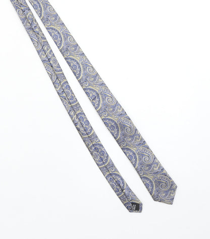 Moss London Men's Blue Paisley 100% Silk Slim Tie