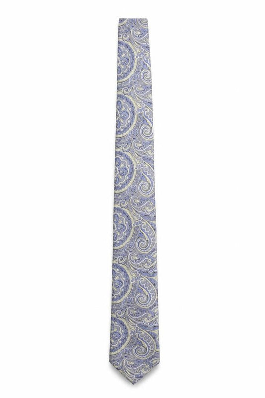 Mens Moss London Blue Paisley 100% Silk Slim Tie