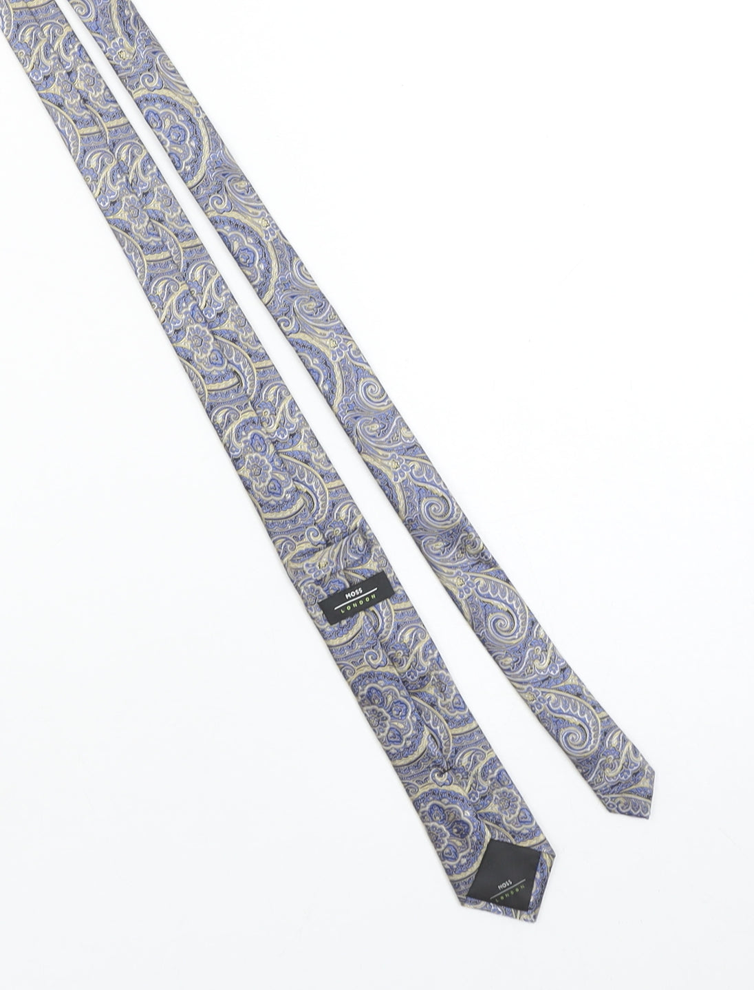 Moss London Men's Blue Paisley 100% Silk Slim Tie