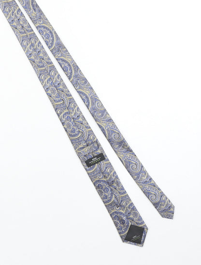 Moss London Men's Blue Paisley 100% Silk Slim Tie