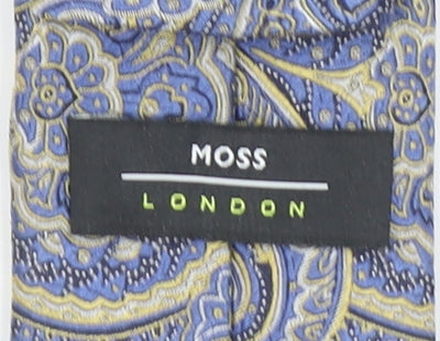 Moss London Men's Blue Paisley 100% Silk Slim Tie