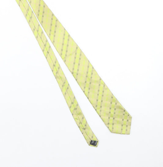 A39 Savile Row Men's Beige Silk Checked Tie - One Size