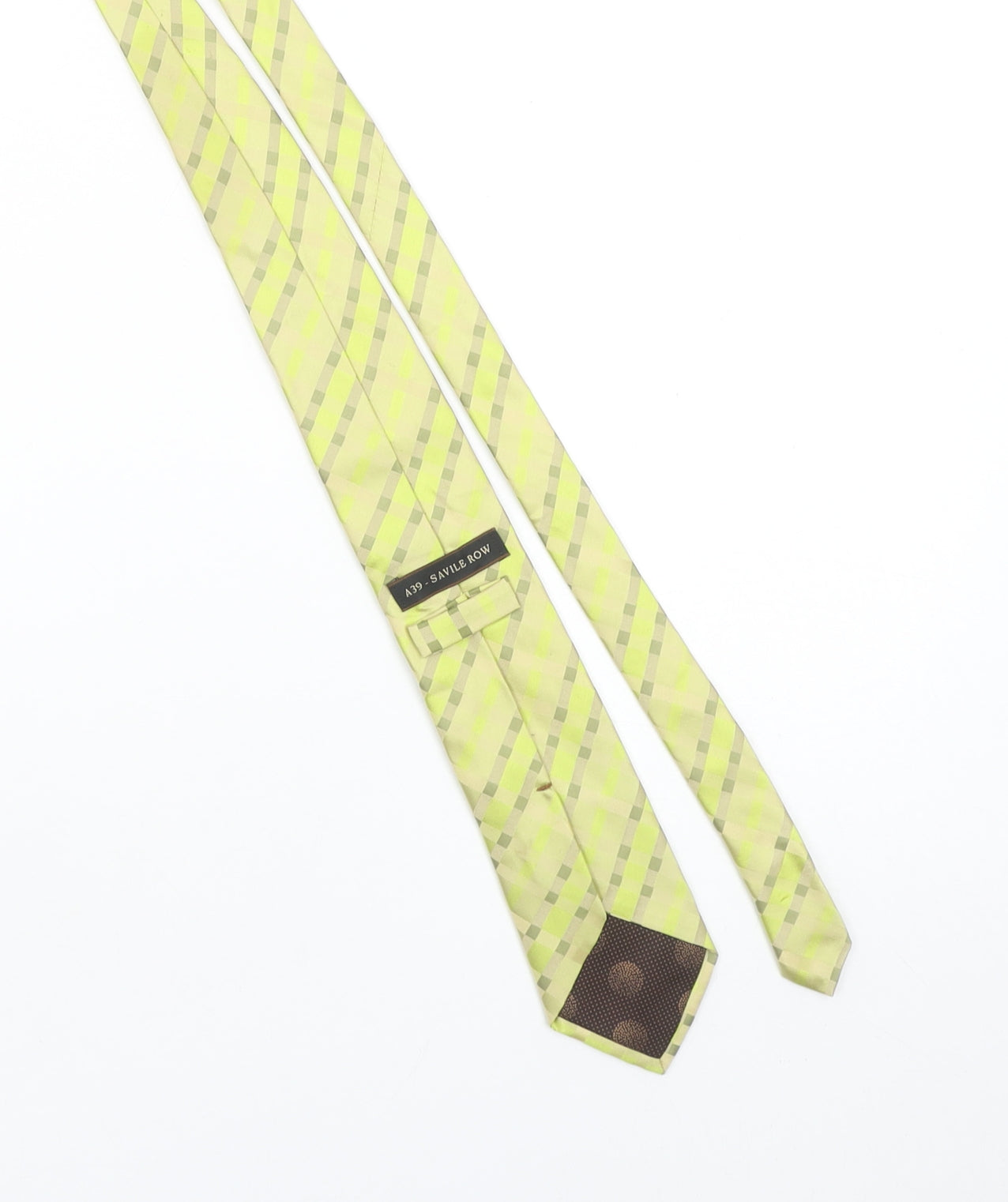 Mens A39 - Savile Row Beige Plaids & Checks 100% Silk Pointed Tie