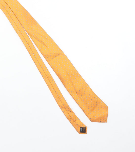 A39 Savile Row Men's Gold Silk Polka Dot Slim Tie