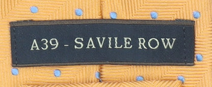 A39 Savile Row Men's Gold Silk Polka Dot Slim Tie