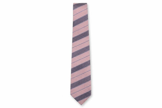 Mens Edo Firenze Pink Striped 100% Silk Designer Tie