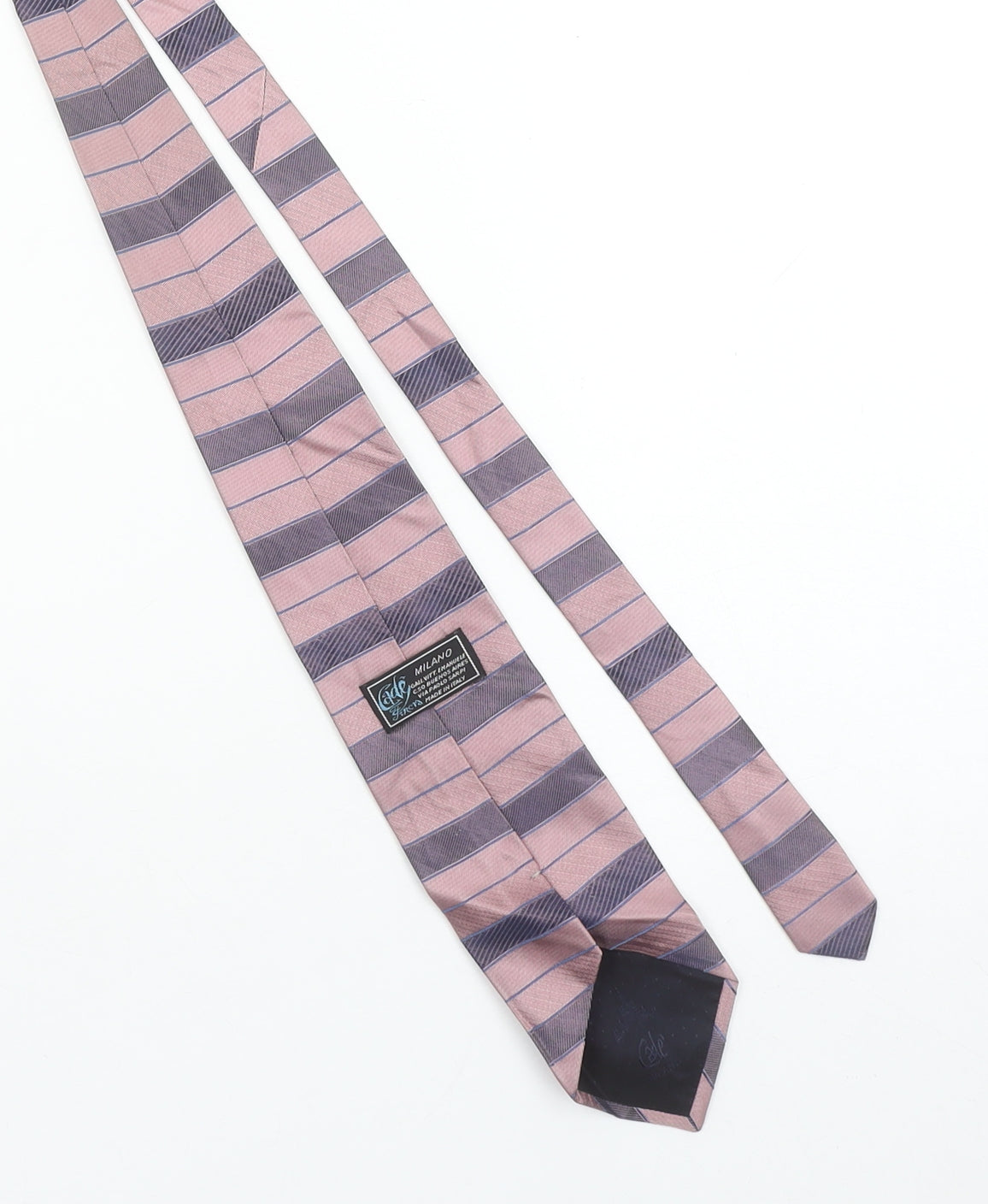 Mens Edo Firenze Pink Striped 100% Silk Designer Tie