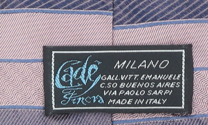 Mens Edo Firenze Pink Striped 100% Silk Designer Tie