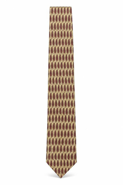 Mens Marks and Spencer Beige Paisley 100% Silk Pointed Tie