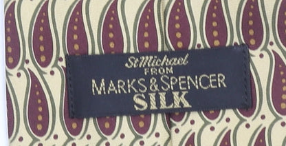 Mens Marks and Spencer Beige Paisley 100% Silk Pointed Tie