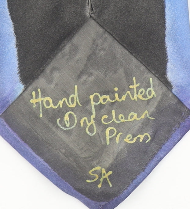 The Ties The Limit Men's Blue Hand Painted Silk Tie Abstract Retro Art One Size