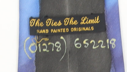 The Ties The Limit Men's Blue Hand Painted Silk Tie Abstract Retro Art One Size