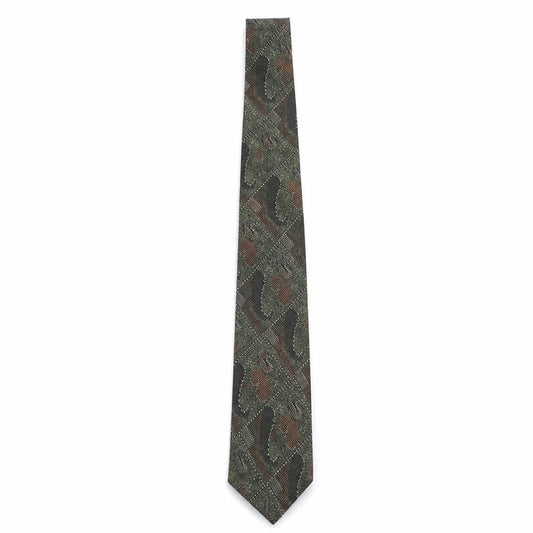 Mens Austin Reed Green Geometric 100% Silk Pointed Tie