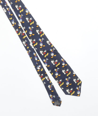 Disney Store Men's Blue Donald Duck Mickey Mouse Silk Tie