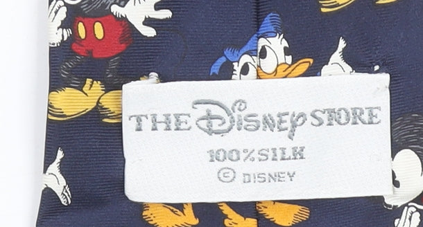 Disney Store Men's Blue Donald Duck Mickey Mouse Silk Tie