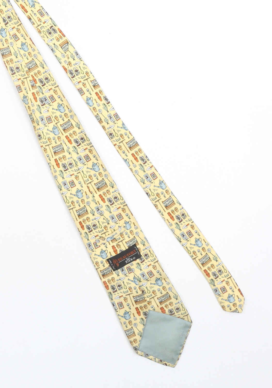 Beaufort by the Rack Men's Beige Floral Gardening Pattern Silk Tie Made in Italy